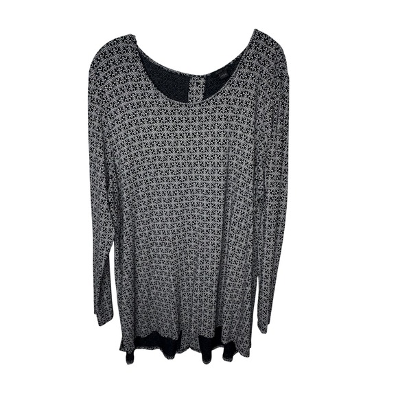 J.Jill Tops - J‎ Jill WearEver Collection Black White Geometric Print Long Sleeve Tunic Top XL